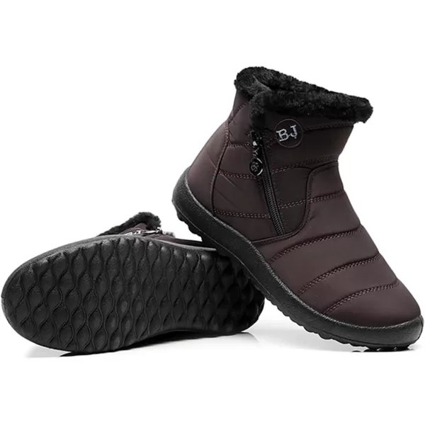 Lazzy Womens Winter Snow Boots Faux Fur Ankle Booties Velour Cuff Sock Knit Boots Anti Skid Warm Booties for Indoor OutdoorCoffee