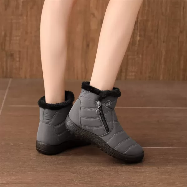 Lazzy Womens Winter Snow Boots Faux Fur Ankle Booties Velour Cuff Sock Knit Boots Anti Skid Warm Booties for Indoor OutdoorGrey