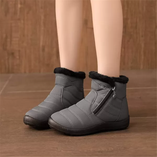 Lazzy Womens Winter Snow Boots Faux Fur Ankle Booties Velour Cuff Sock Knit Boots Anti Skid Warm Booties for Indoor OutdoorGrey