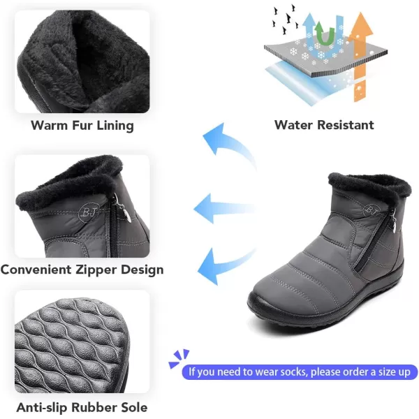 Lazzy Womens Winter Snow Boots Faux Fur Ankle Booties Velour Cuff Sock Knit Boots Anti Skid Warm Booties for Indoor OutdoorGrey