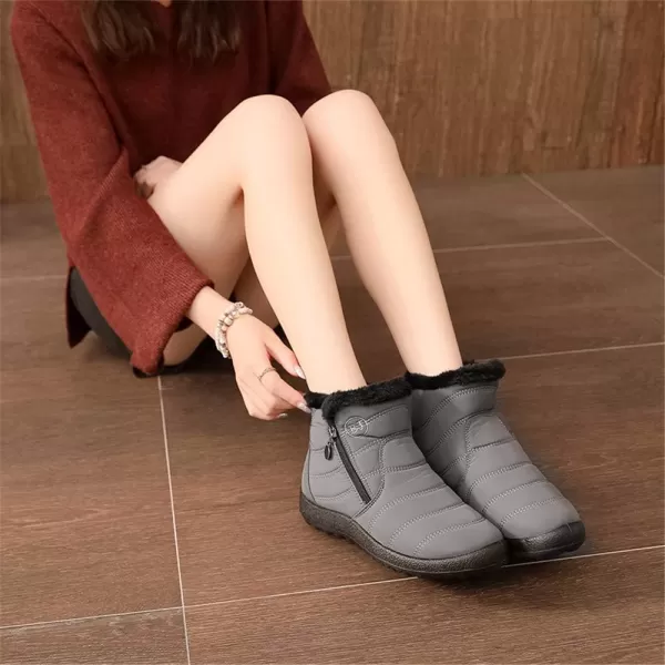 Lazzy Womens Winter Snow Boots Faux Fur Ankle Booties Velour Cuff Sock Knit Boots Anti Skid Warm Booties for Indoor OutdoorGrey
