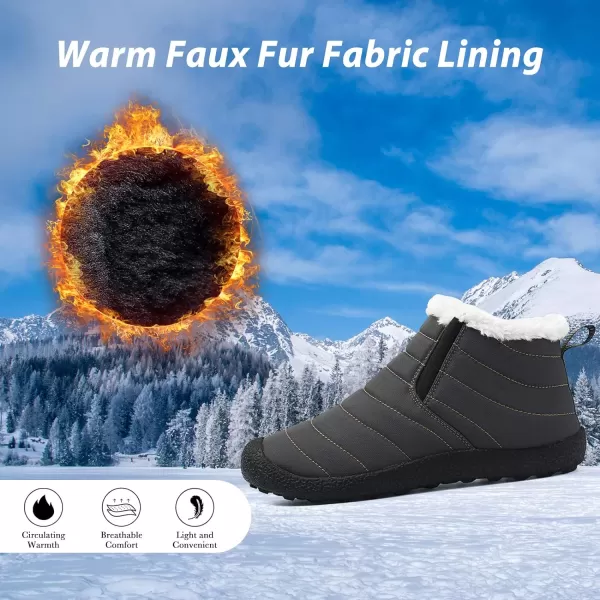 Lazzy Womens Winter Snow Boots Faux Fur Ankle Booties Velour Cuff Sock Knit Boots Anti Skid Warm Booties for Indoor OutdoorGreyz