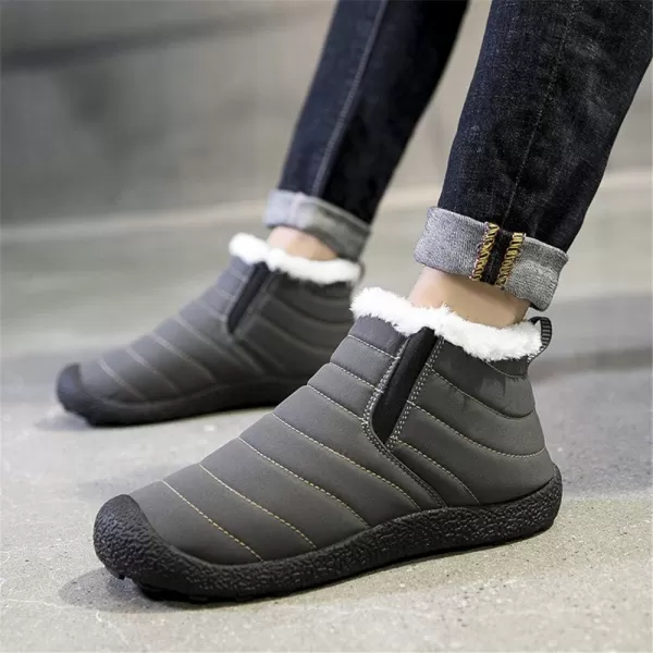 Lazzy Womens Winter Snow Boots Faux Fur Ankle Booties Velour Cuff Sock Knit Boots Anti Skid Warm Booties for Indoor OutdoorGreyz