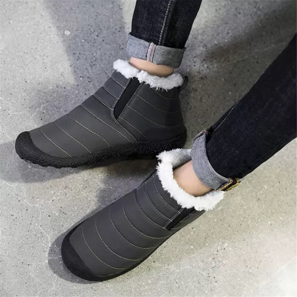 Lazzy Womens Winter Snow Boots Faux Fur Ankle Booties Velour Cuff Sock Knit Boots Anti Skid Warm Booties for Indoor OutdoorGreyz