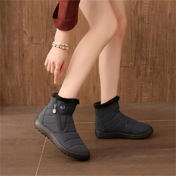 Lazzy Womens Winter Snow Boots Faux Fur Ankle Booties Velour Cuff Sock Knit Boots Anti Skid Warm Booties for Indoor OutdoorNavy
