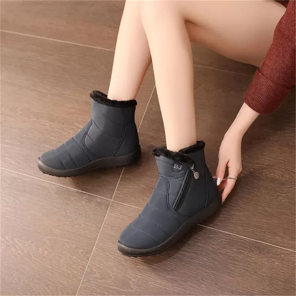 Lazzy Womens Winter Snow Boots Faux Fur Ankle Booties Velour Cuff Sock Knit Boots Anti Skid Warm Booties for Indoor OutdoorNavy