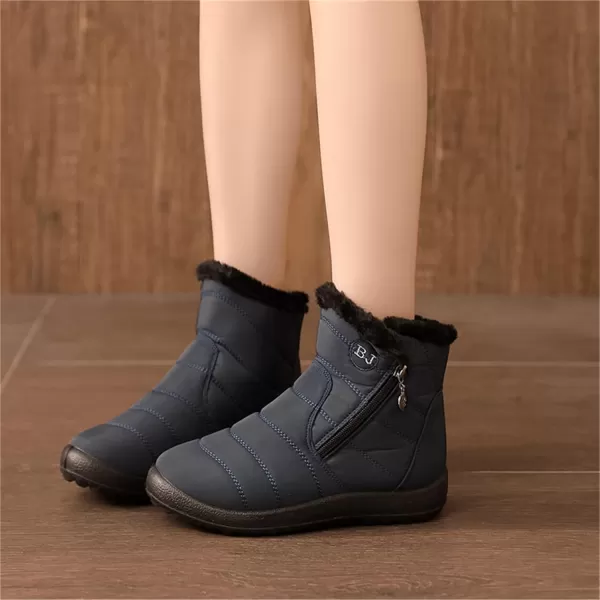 Lazzy Womens Winter Snow Boots Faux Fur Ankle Booties Velour Cuff Sock Knit Boots Anti Skid Warm Booties for Indoor OutdoorNavy
