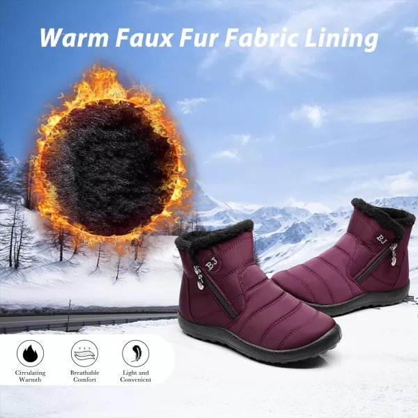 Lazzy Womens Winter Snow Boots Faux Fur Ankle Booties Velour Cuff Sock Knit Boots Anti Skid Warm Booties for Indoor OutdoorPurple