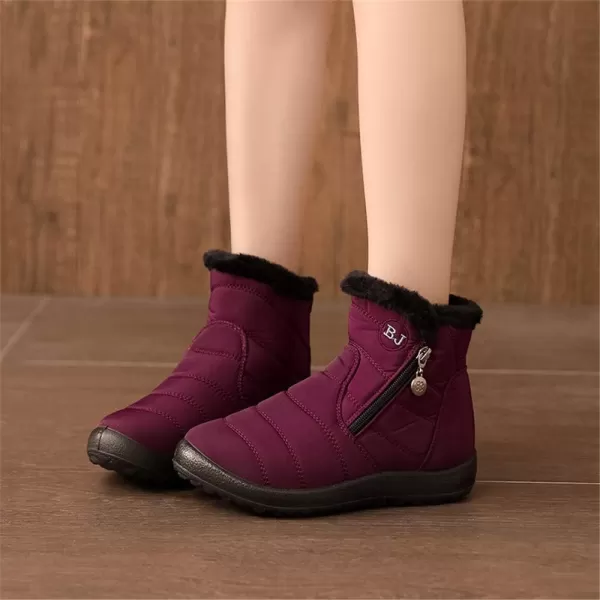Lazzy Womens Winter Snow Boots Faux Fur Ankle Booties Velour Cuff Sock Knit Boots Anti Skid Warm Booties for Indoor OutdoorPurple