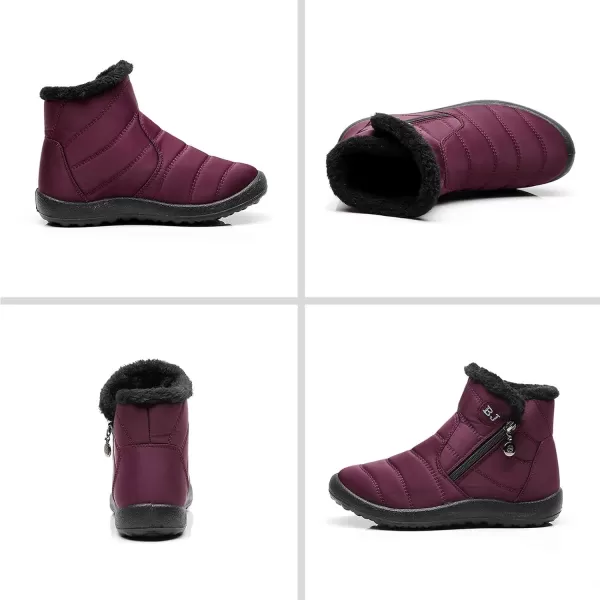 Lazzy Womens Winter Snow Boots Faux Fur Ankle Booties Velour Cuff Sock Knit Boots Anti Skid Warm Booties for Indoor OutdoorPurple