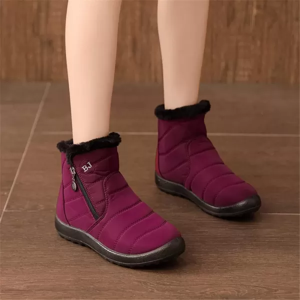 Lazzy Womens Winter Snow Boots Faux Fur Ankle Booties Velour Cuff Sock Knit Boots Anti Skid Warm Booties for Indoor OutdoorPurple