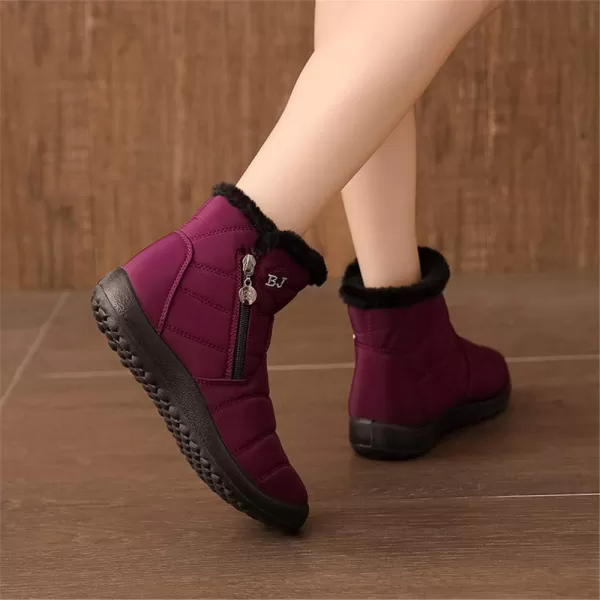 Lazzy Womens Winter Snow Boots Faux Fur Ankle Booties Velour Cuff Sock Knit Boots Anti Skid Warm Booties for Indoor OutdoorPurple