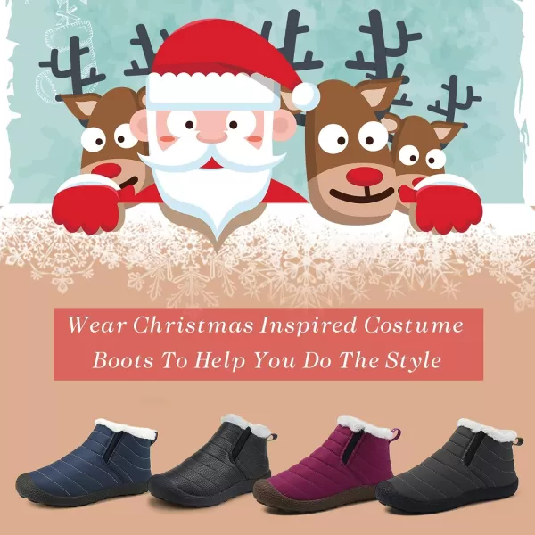 Lazzy Womens Winter Snow Boots Faux Fur Ankle Booties Velour Cuff Sock Knit Boots Anti Skid Warm Booties for Indoor OutdoorPurpley