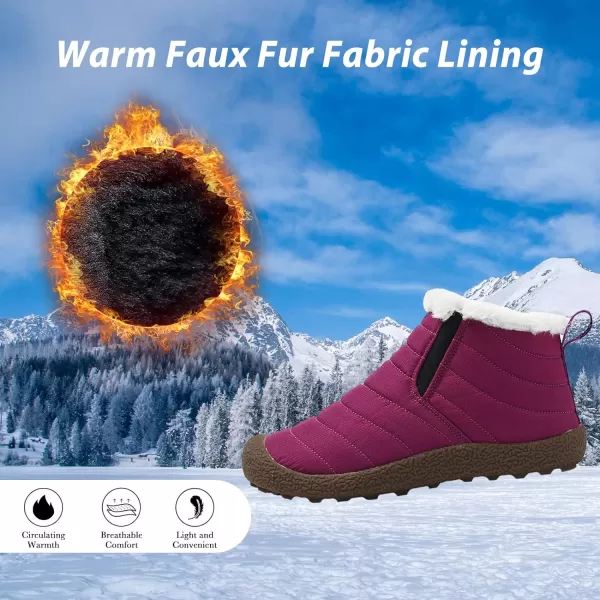 Lazzy Womens Winter Snow Boots Faux Fur Ankle Booties Velour Cuff Sock Knit Boots Anti Skid Warm Booties for Indoor OutdoorPurpley