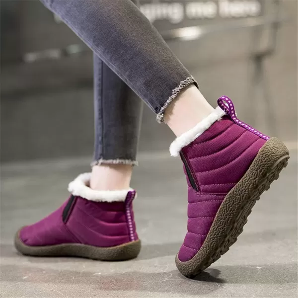 Lazzy Womens Winter Snow Boots Faux Fur Ankle Booties Velour Cuff Sock Knit Boots Anti Skid Warm Booties for Indoor OutdoorPurpley