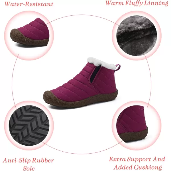 Lazzy Womens Winter Snow Boots Faux Fur Ankle Booties Velour Cuff Sock Knit Boots Anti Skid Warm Booties for Indoor OutdoorPurpley
