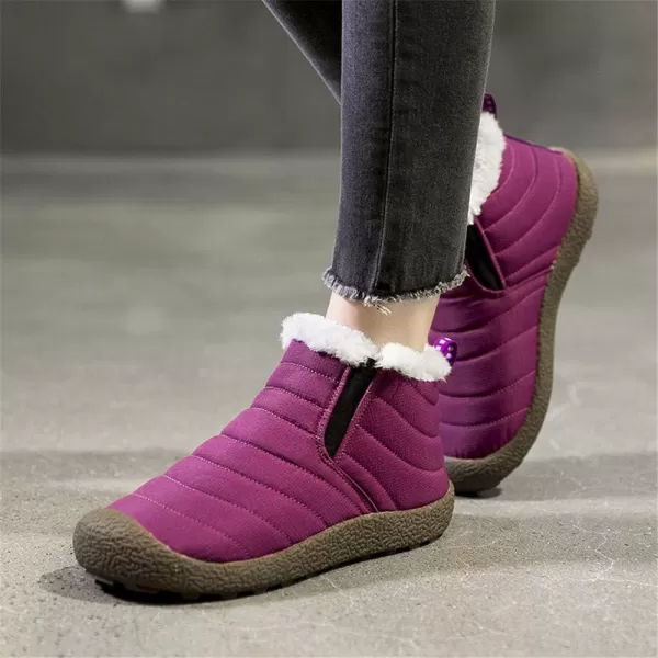 Lazzy Womens Winter Snow Boots Faux Fur Ankle Booties Velour Cuff Sock Knit Boots Anti Skid Warm Booties for Indoor OutdoorPurpley