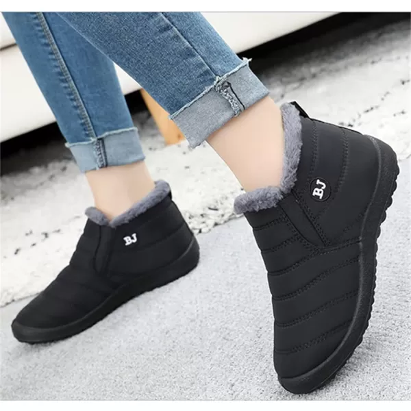Lazzy Womens Winter Snow Boots Faux Fur Velcro Ankle Short Booties AntiSlip Velour Cuff Sock Knit Boots for Indoor Outdoor navy Size 11Black