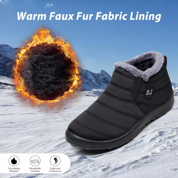 Lazzy Womens Winter Snow Boots Faux Fur Velcro Ankle Short Booties AntiSlip Velour Cuff Sock Knit Boots for Indoor Outdoor navy Size 11Black
