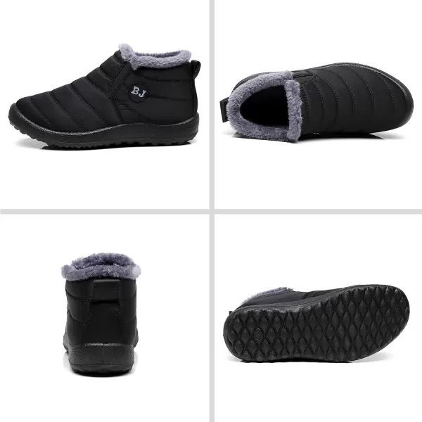 Lazzy Womens Winter Snow Boots Faux Fur Velcro Ankle Short Booties AntiSlip Velour Cuff Sock Knit Boots for Indoor Outdoor navy Size 11Black