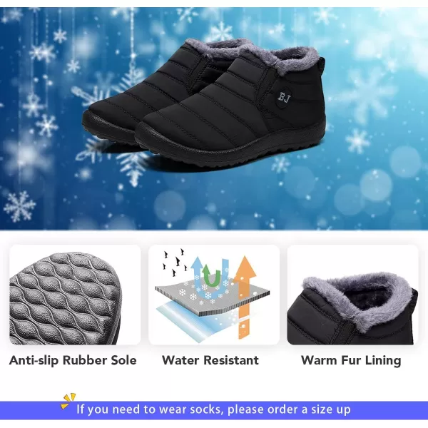 Lazzy Womens Winter Snow Boots Faux Fur Velcro Ankle Short Booties AntiSlip Velour Cuff Sock Knit Boots for Indoor Outdoor navy Size 11Black