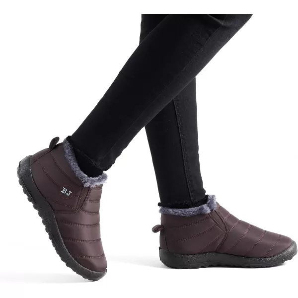 Lazzy Womens Winter Snow Boots Faux Fur Velcro Ankle Short Booties AntiSlip Velour Cuff Sock Knit Boots for Indoor Outdoor navy Size 11Coffee