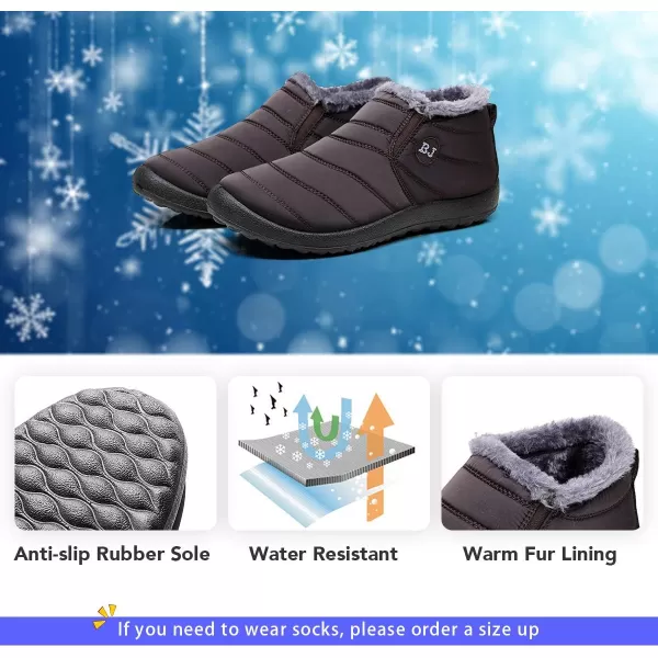 Lazzy Womens Winter Snow Boots Faux Fur Velcro Ankle Short Booties AntiSlip Velour Cuff Sock Knit Boots for Indoor Outdoor navy Size 11Coffee