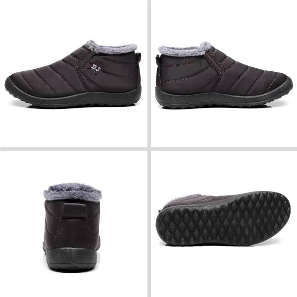 Lazzy Womens Winter Snow Boots Faux Fur Velcro Ankle Short Booties AntiSlip Velour Cuff Sock Knit Boots for Indoor Outdoor navy Size 11Coffee