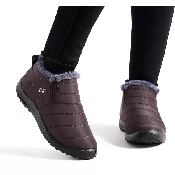 Lazzy Womens Winter Snow Boots Faux Fur Velcro Ankle Short Booties AntiSlip Velour Cuff Sock Knit Boots for Indoor Outdoor navy Size 11Coffee