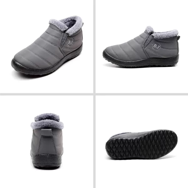 Lazzy Womens Winter Snow Boots Faux Fur Velcro Ankle Short Booties AntiSlip Velour Cuff Sock Knit Boots for Indoor Outdoor navy Size 11Grey