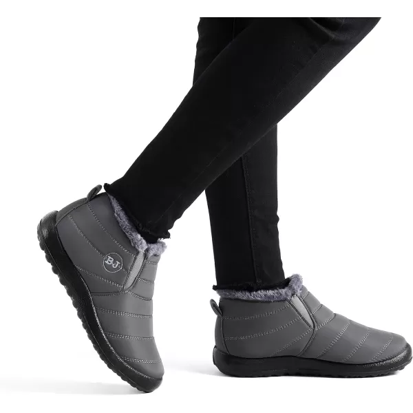 Lazzy Womens Winter Snow Boots Faux Fur Velcro Ankle Short Booties AntiSlip Velour Cuff Sock Knit Boots for Indoor Outdoor navy Size 11Grey