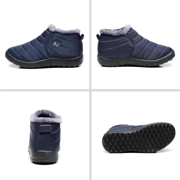 Lazzy Womens Winter Snow Boots Faux Fur Velcro Ankle Short Booties AntiSlip Velour Cuff Sock Knit Boots for Indoor Outdoor navy Size 11Navy