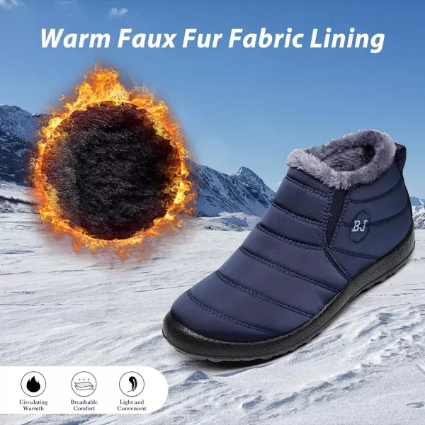 Lazzy Womens Winter Snow Boots Faux Fur Velcro Ankle Short Booties AntiSlip Velour Cuff Sock Knit Boots for Indoor Outdoor navy Size 11Navy