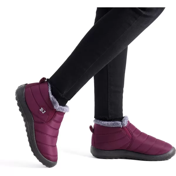 Lazzy Womens Winter Snow Boots Faux Fur Velcro Ankle Short Booties AntiSlip Velour Cuff Sock Knit Boots for Indoor Outdoor navy Size 11Purple