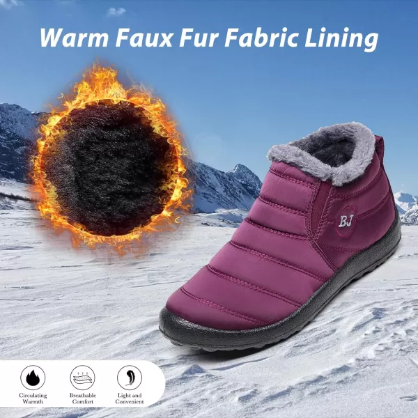 Lazzy Womens Winter Snow Boots Faux Fur Velcro Ankle Short Booties AntiSlip Velour Cuff Sock Knit Boots for Indoor Outdoor navy Size 11Purple