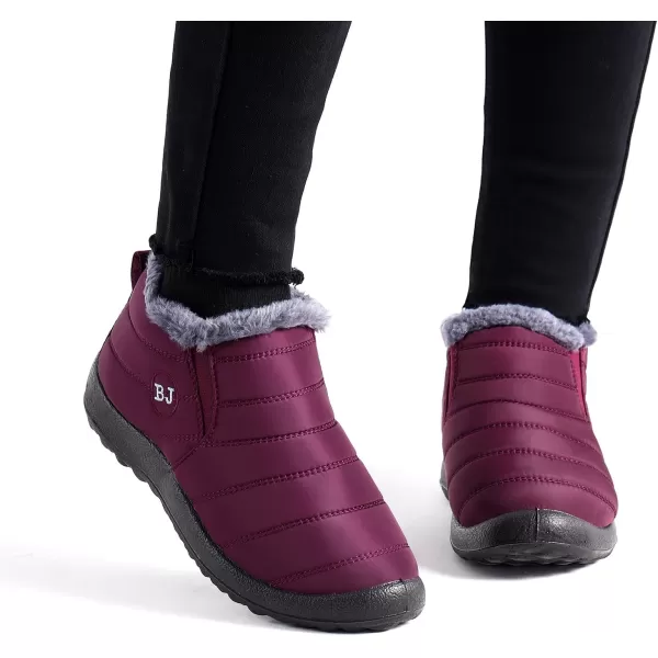 Lazzy Womens Winter Snow Boots Faux Fur Velcro Ankle Short Booties AntiSlip Velour Cuff Sock Knit Boots for Indoor Outdoor navy Size 11Purple