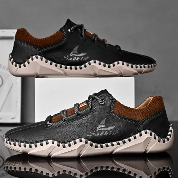 Mens Casual Shoes Fashion Sneakers Leather Oxfords Work Shoe Sneaker for MenBlack