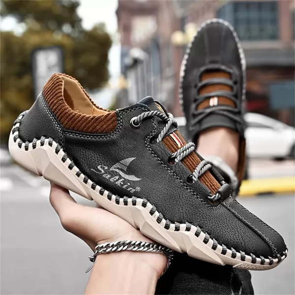 Mens Casual Shoes Fashion Sneakers Leather Oxfords Work Shoe Sneaker for MenBlack