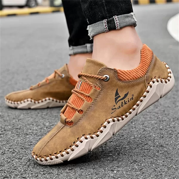 Mens Casual Shoes Fashion Sneakers Leather Oxfords Work Shoe Sneaker for MenBrown