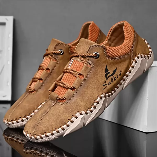 Mens Casual Shoes Fashion Sneakers Leather Oxfords Work Shoe Sneaker for MenBrown
