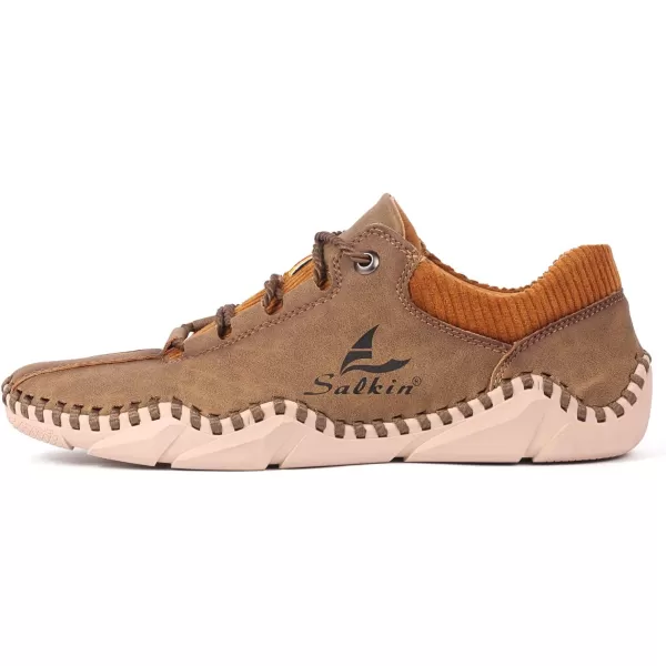 Mens Casual Shoes Fashion Sneakers Leather Oxfords Work Shoe Sneaker for MenKhaki