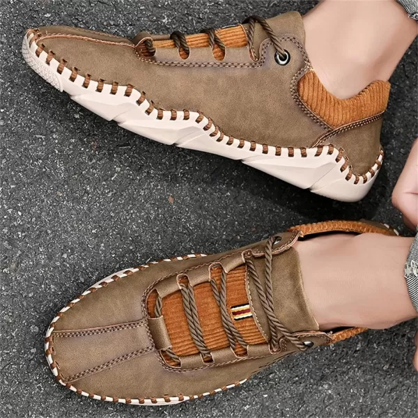 Mens Casual Shoes Fashion Sneakers Leather Oxfords Work Shoe Sneaker for MenKhaki