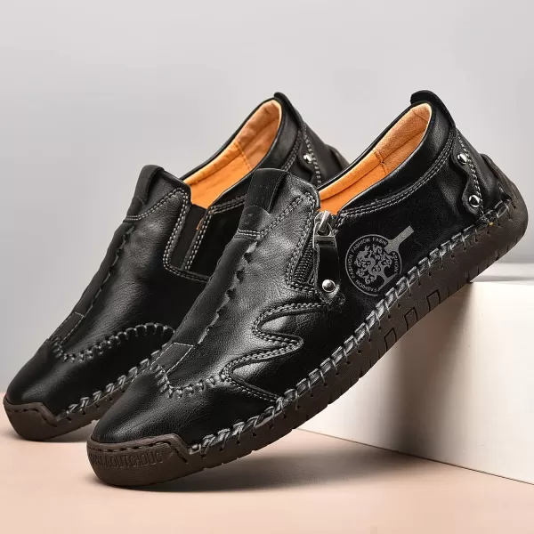 Mens Loafers Shoes Causal Slip On Loafers Leather Driving Oxfords Shoes Handmade Flats Classic Comfortable Work Shoes for Men OutdoorBlack