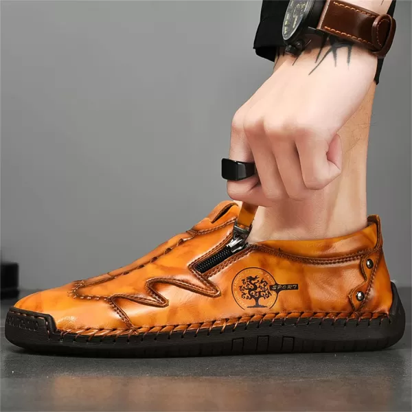 Mens Loafers Shoes Causal Slip On Loafers Leather Driving Oxfords Shoes Handmade Flats Classic Comfortable Work Shoes for Men OutdoorBrown