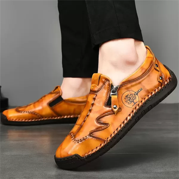 Mens Loafers Shoes Causal Slip On Loafers Leather Driving Oxfords Shoes Handmade Flats Classic Comfortable Work Shoes for Men OutdoorBrown