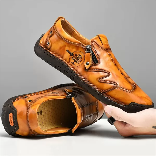 Mens Loafers Shoes Causal Slip On Loafers Leather Driving Oxfords Shoes Handmade Flats Classic Comfortable Work Shoes for Men OutdoorBrown