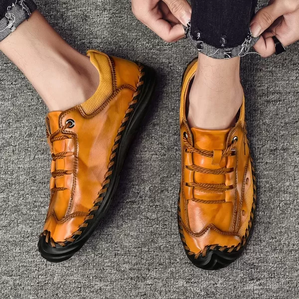 Mens Shoes Casual Fashion Oxfords Shoes LaceUp Leather Driving Shoes Comfortable Work Dress Walking Shoes for Men OutdoorBrown