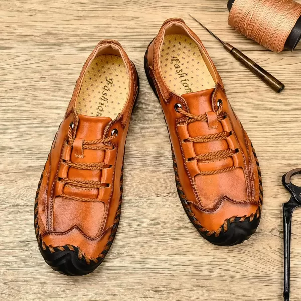 Mens Shoes Casual Fashion Oxfords Shoes LaceUp Leather Driving Shoes Comfortable Work Dress Walking Shoes for Men OutdoorRedBrown