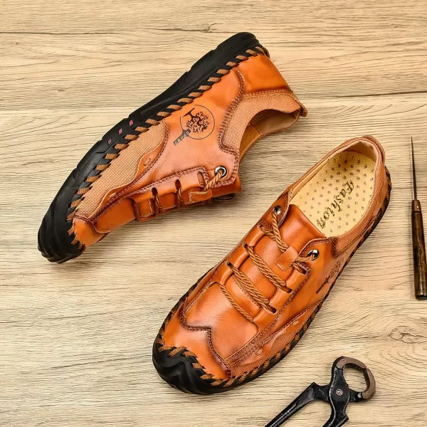Mens Shoes Casual Fashion Oxfords Shoes LaceUp Leather Driving Shoes Comfortable Work Dress Walking Shoes for Men OutdoorRedBrown