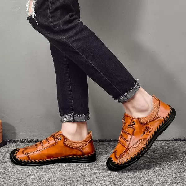 Mens Shoes Casual Fashion Oxfords Shoes LaceUp Leather Driving Shoes Comfortable Work Dress Walking Shoes for Men OutdoorRedBrown